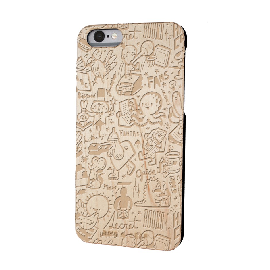 Maple wooden case for iPhone 6/6S engraved with graffiti design