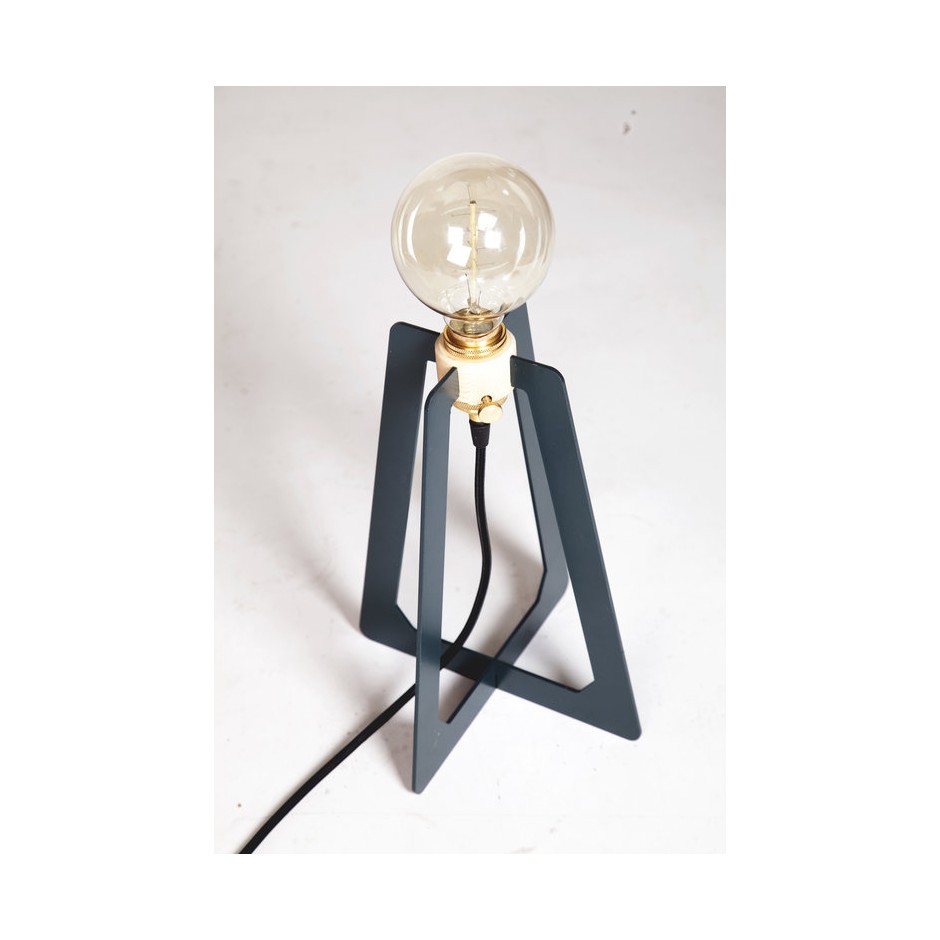 Lampe bureau contemporaine ampoule à filament bois et métal